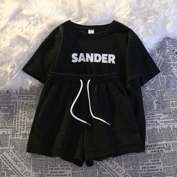 Style Milk Silk Casual Sports Set for Women Loose Plus Size Short Sleeve Printed Two-Piece Set - Image 5