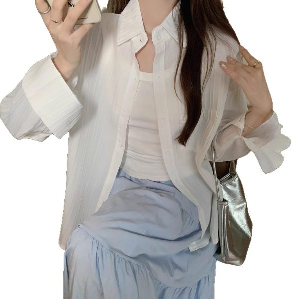 Style Plus Size Real Shot Striped Thin Shirt Women Summer Jacket New French Design Loose Top - Image 5