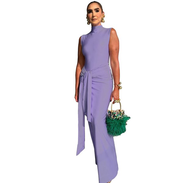 Elegant Sleeveless High Neck Fitted Dress for Women - Image 6