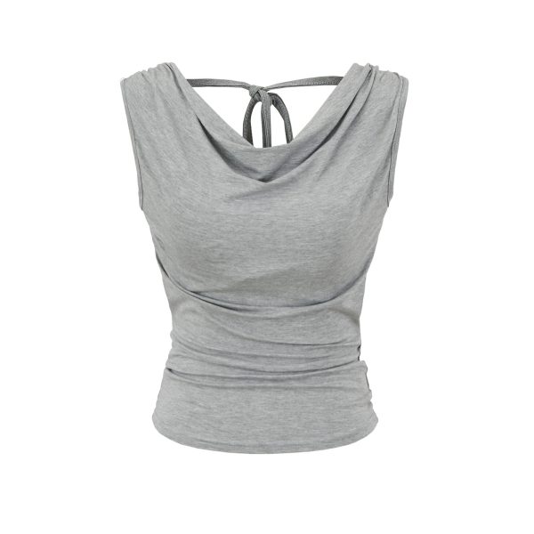 One-Shoulder Backless Tie Short Sleeve T-Shirt for Women - Image 2