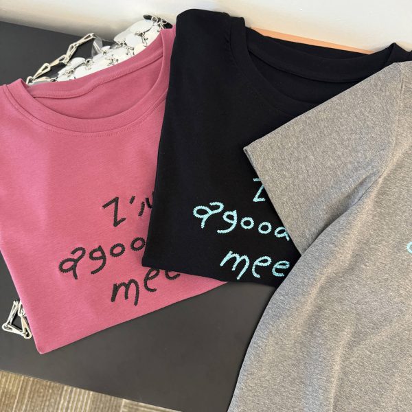 Style Real Shot Letter Embroidery Short Sleeve T-Shirt Women Loose Korean Version Half Sleeve Top - Image 2