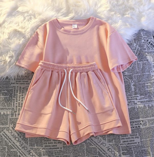 Solid Color Milk Silk Set for Women Summer Casual Fashion Two-Piece Set Loose Shorts Vacation Style Set - Image 9