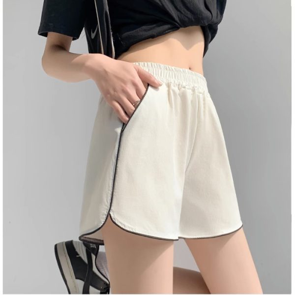 Style Ice Silk Quick-Dry Sports Shorts for Women A-Line Wide Leg Pants Elastic Waist Slimming Three-Quarter Hot Pants - Image 7