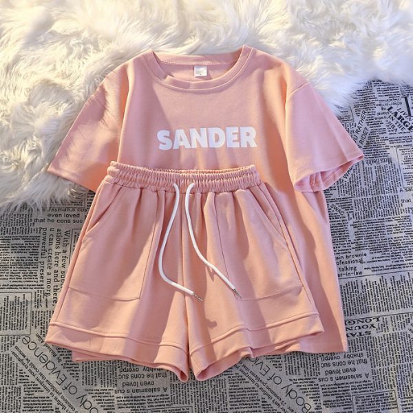 Style Milk Silk Casual Sports Set for Women Loose Plus Size Short Sleeve Printed Two-Piece Set - Image 9