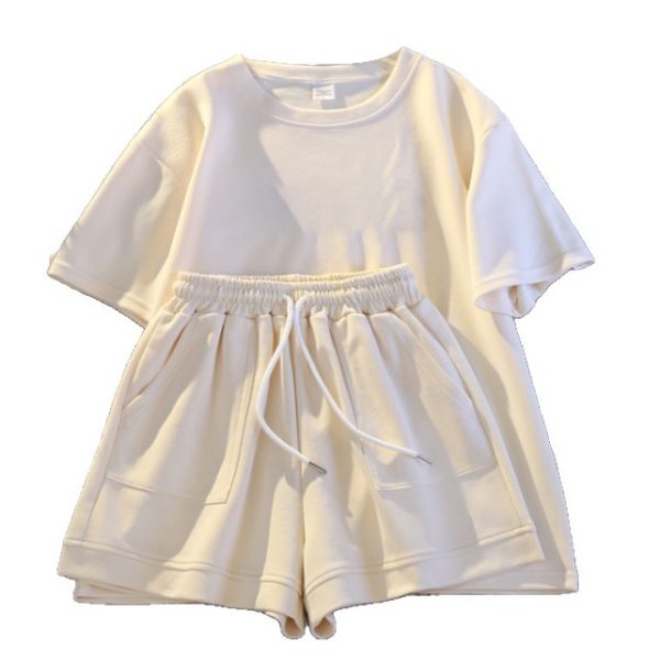 Solid Color Milk Silk Set for Women Summer Casual Fashion Two-Piece Set Loose Shorts Vacation Style Set - Image 5