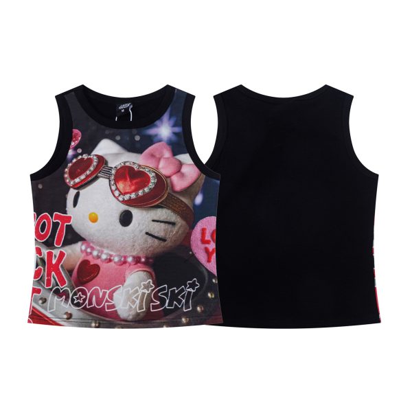 Kitty Cat Full Print Elastic Tank Top Women Slim Spicy Girl Undershirt Sleeveless Outerwear - Image 3