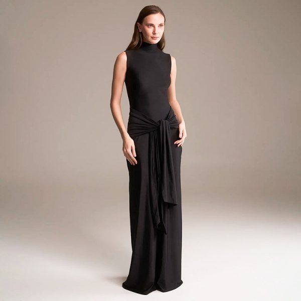Elegant Sleeveless High Neck Fitted Dress for Women - Image 7