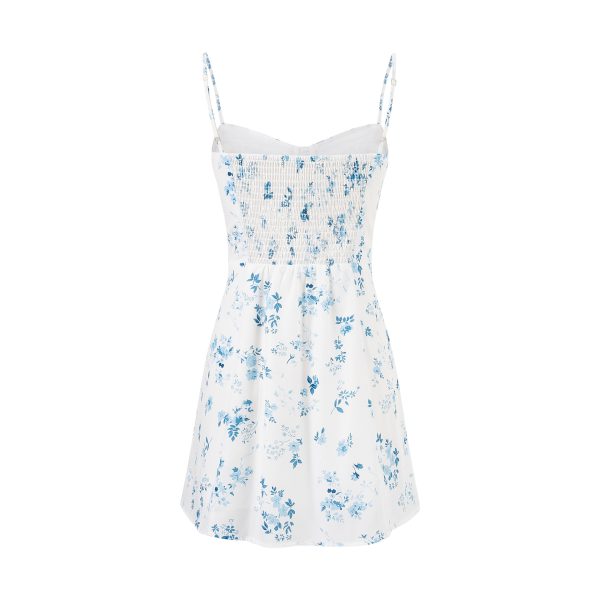 White Base Floral Strapless Short Dress for Women - Image 2