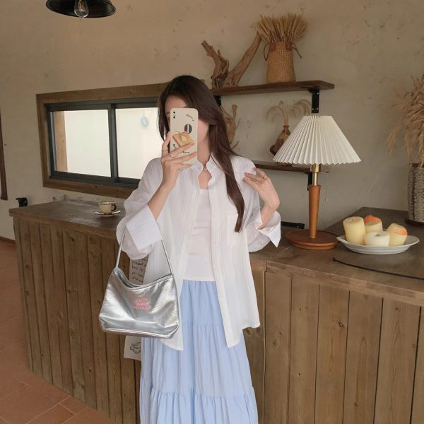 Style Plus Size Real Shot Striped Thin Shirt Women Summer Jacket New French Design Loose Top - Image 4