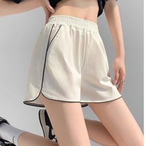 Style Ice Silk Quick-Dry Sports Shorts for Women A-Line Wide Leg Pants Elastic Waist Slimming Three-Quarter Hot Pants