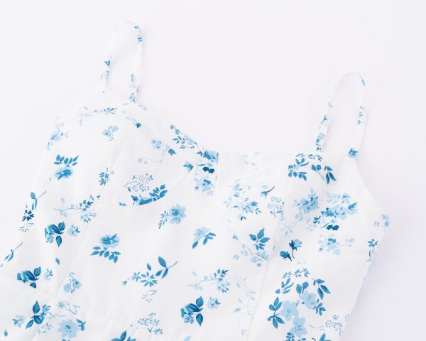 White Base Floral Strapless Short Dress for Women - Image 5