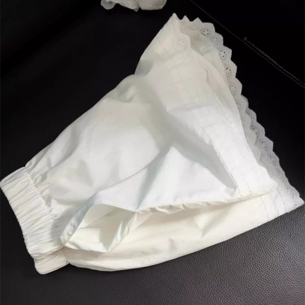 Korean Style Lined Lace Trim Wide Leg Shorts Women High Waist Loose Fit Casual Sports Running Pants - Image 3