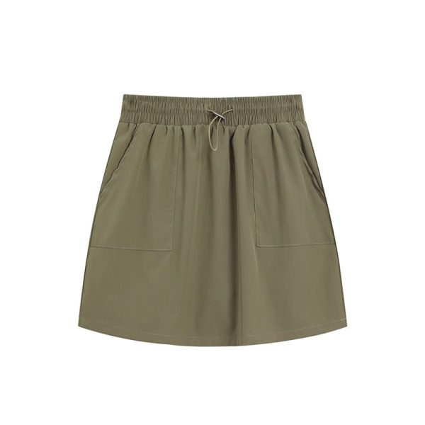 Plus-Size Solid Color Lined American Workwear Skirt Women High-Waist A-Line Fitted Sporty Mini Skirt - Image 5