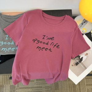 Style Real Shot Letter Embroidery Short Sleeve T-Shirt Women Loose Korean Version Half Sleeve Top