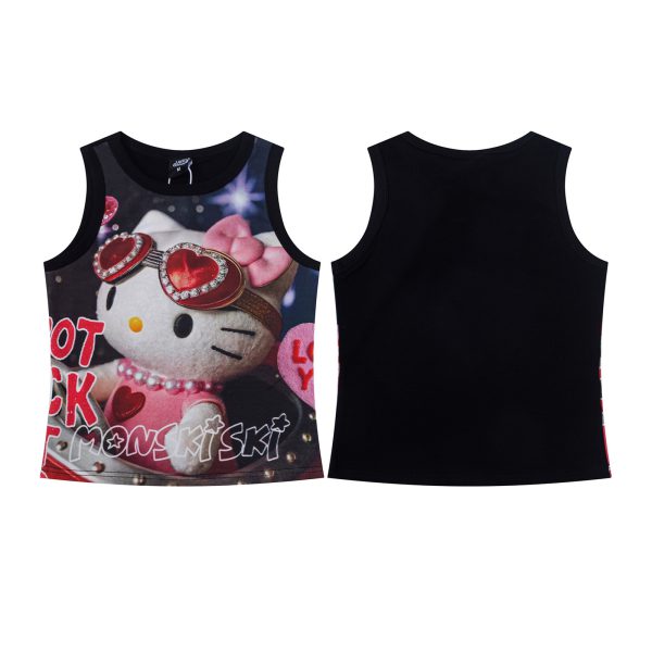 Kitty Cat Full Print Elastic Tank Top Women Slim Spicy Girl Undershirt Sleeveless Outerwear - Image 5