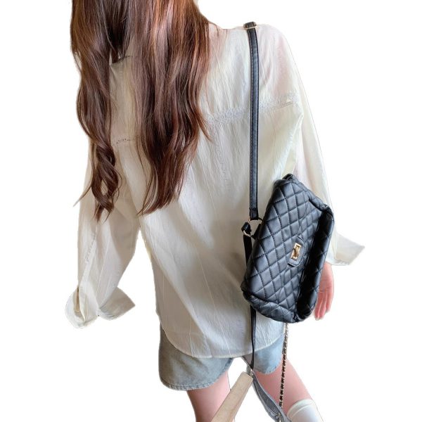 Style Blue Long Sleeve Shirt Jacket for Women Spring and Autumn Striped Blouse Outerwear Sunscreen Cardigan - Image 5