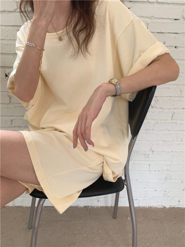 Solid Color Cotton Suit for Women Summer Casual Fashion Two-Piece Set Loose Short Pants Suit - Image 9