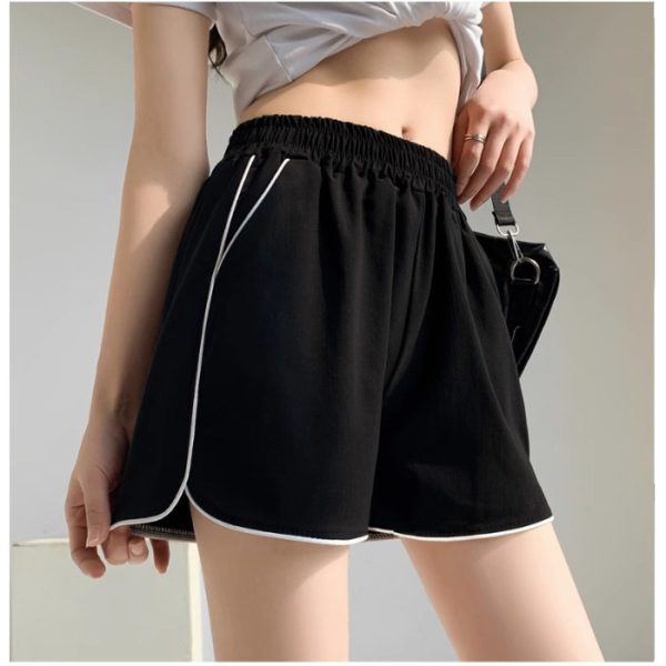 Style Ice Silk Quick-Dry Sports Shorts for Women A-Line Wide Leg Pants Elastic Waist Slimming Three-Quarter Hot Pants - Image 6